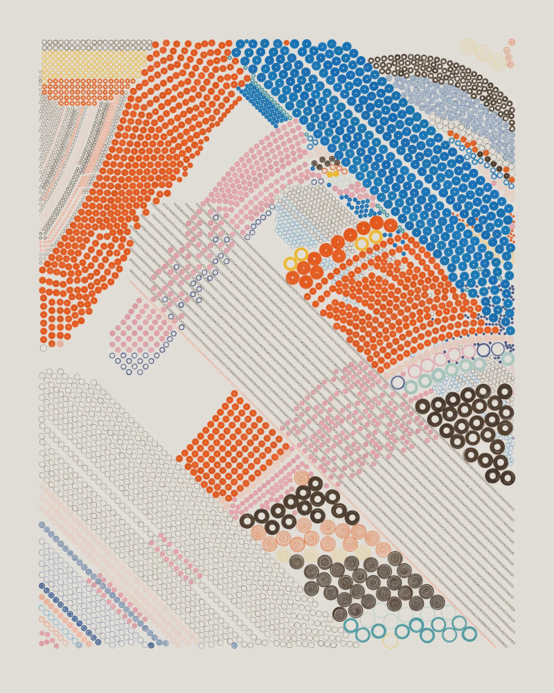 Abstract art composed of many non-overlapping small circles