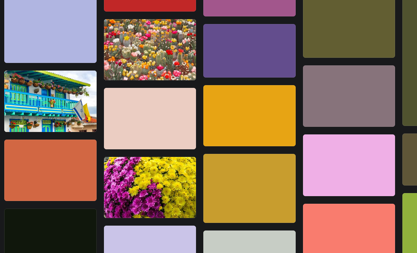 image gallery with solid colour placeholders