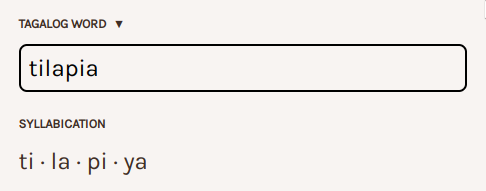 example of syllabication. tilapia, ti-la-pi-ya